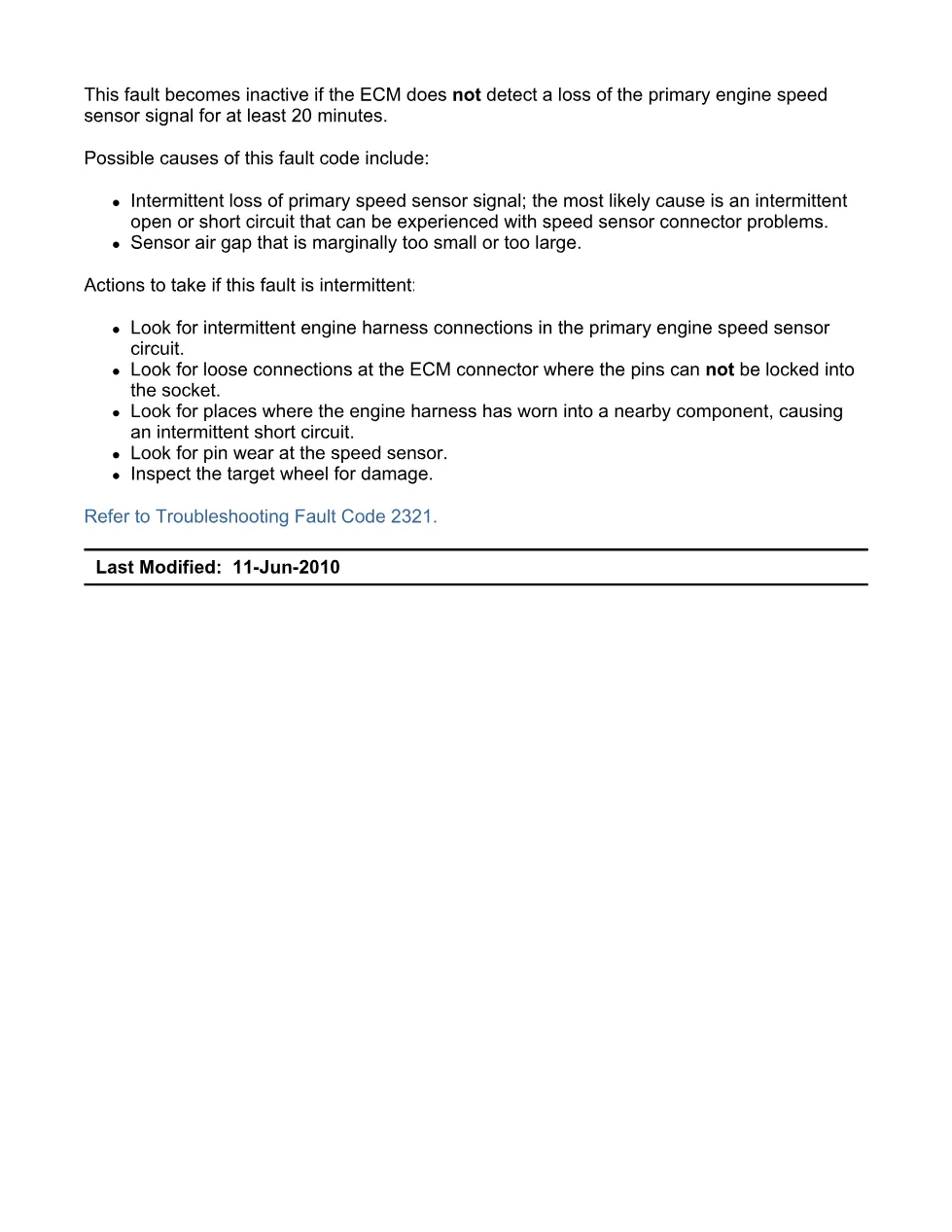 fault code 2321 DTCs troubleshooting manual – SPN 190 FMI 2/2 - page 3 is available after signing in