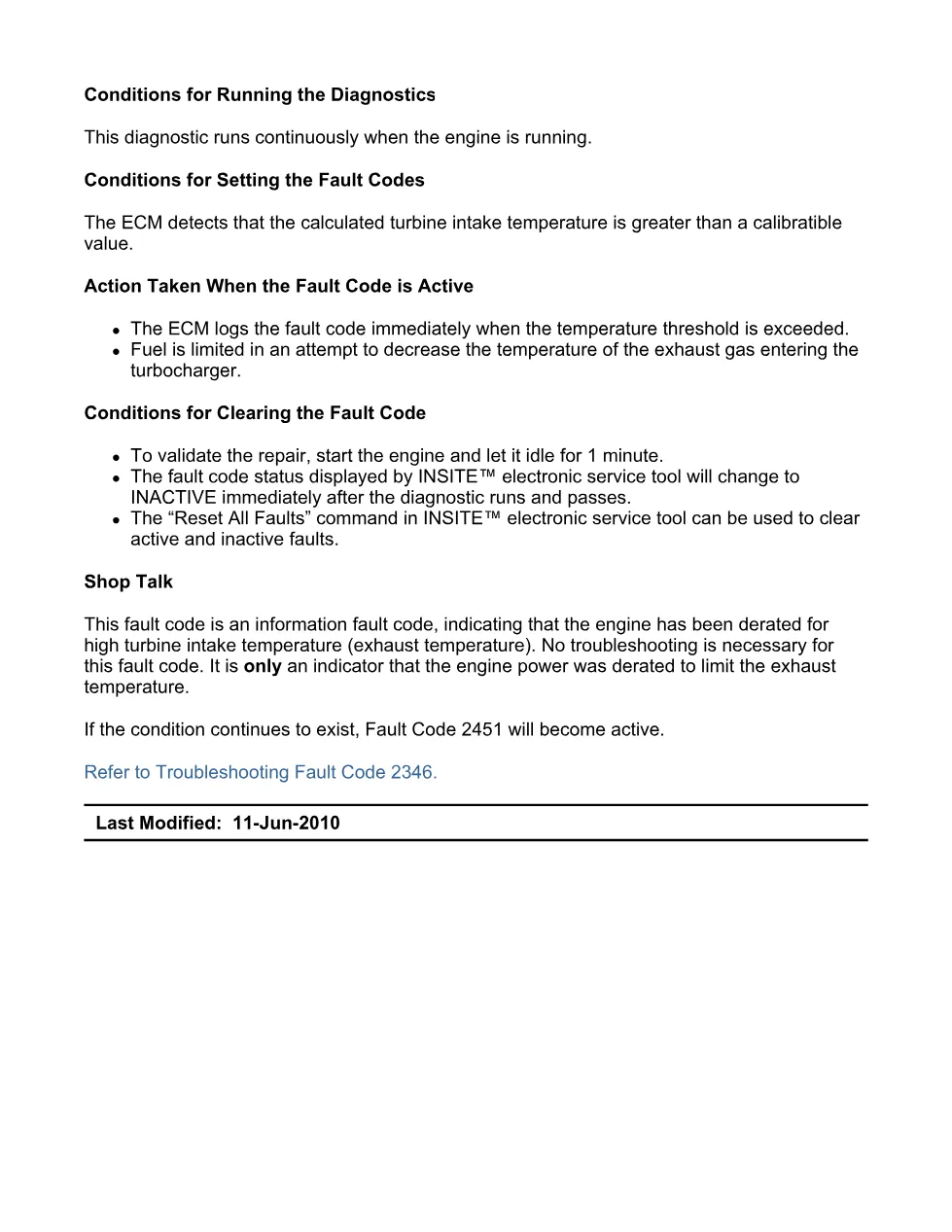 fault code 2346 DTCs troubleshooting manual – SPN 2789 FMI - preview page 2 of 6