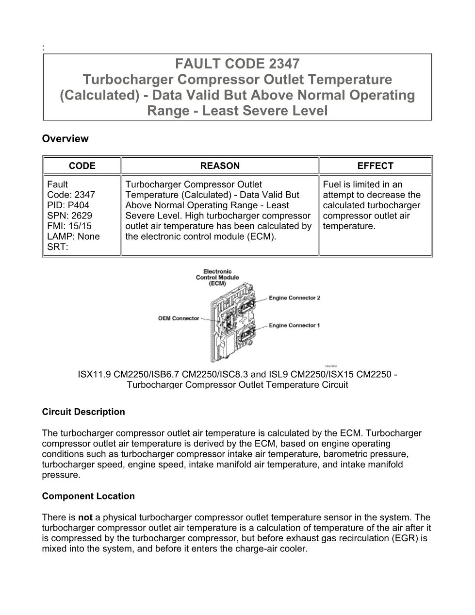 fault code 2347 DTCs troubleshooting manual – SPN 2629 FMI - preview page 1 of 6
