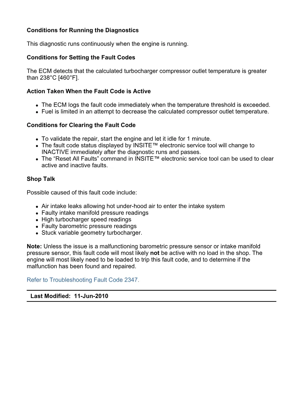 fault code 2347 DTCs troubleshooting manual – SPN 2629 FMI - preview page 2 of 6