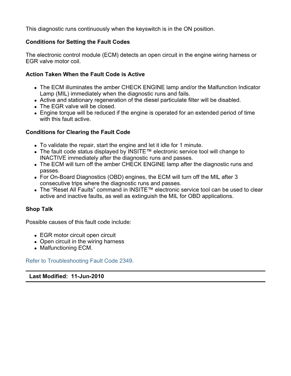 fault code 2349 DTCs troubleshooting manual – SPN 2791 FMI 5 - preview page 2 of 6
