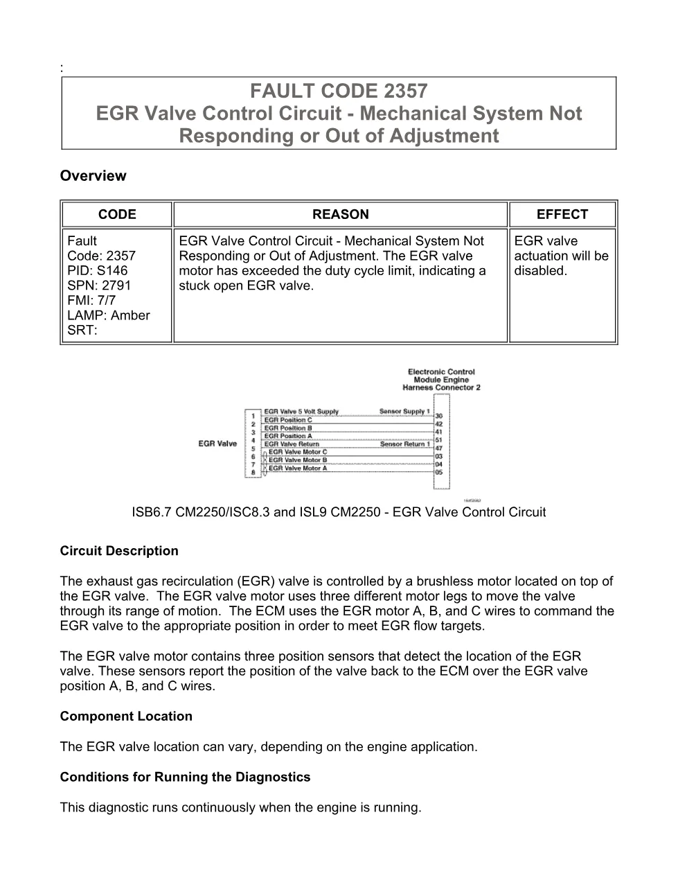 fault code 2357 DTCs troubleshooting manual – SPN 2791 FMI 7/7 - preview page 1 of 6