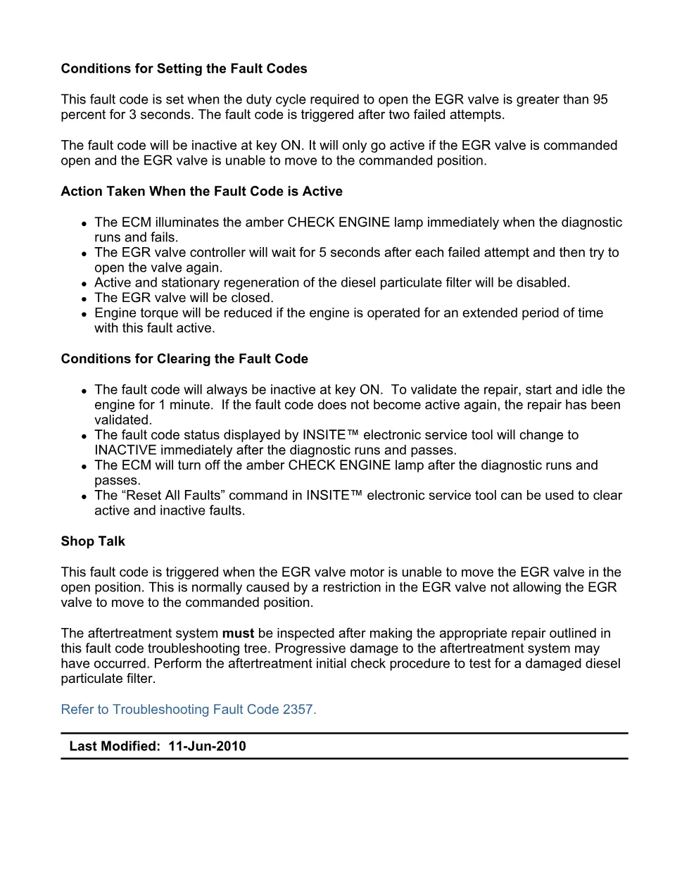 fault code 2357 DTCs troubleshooting manual – SPN 2791 FMI 7/7 - preview page 2 of 6