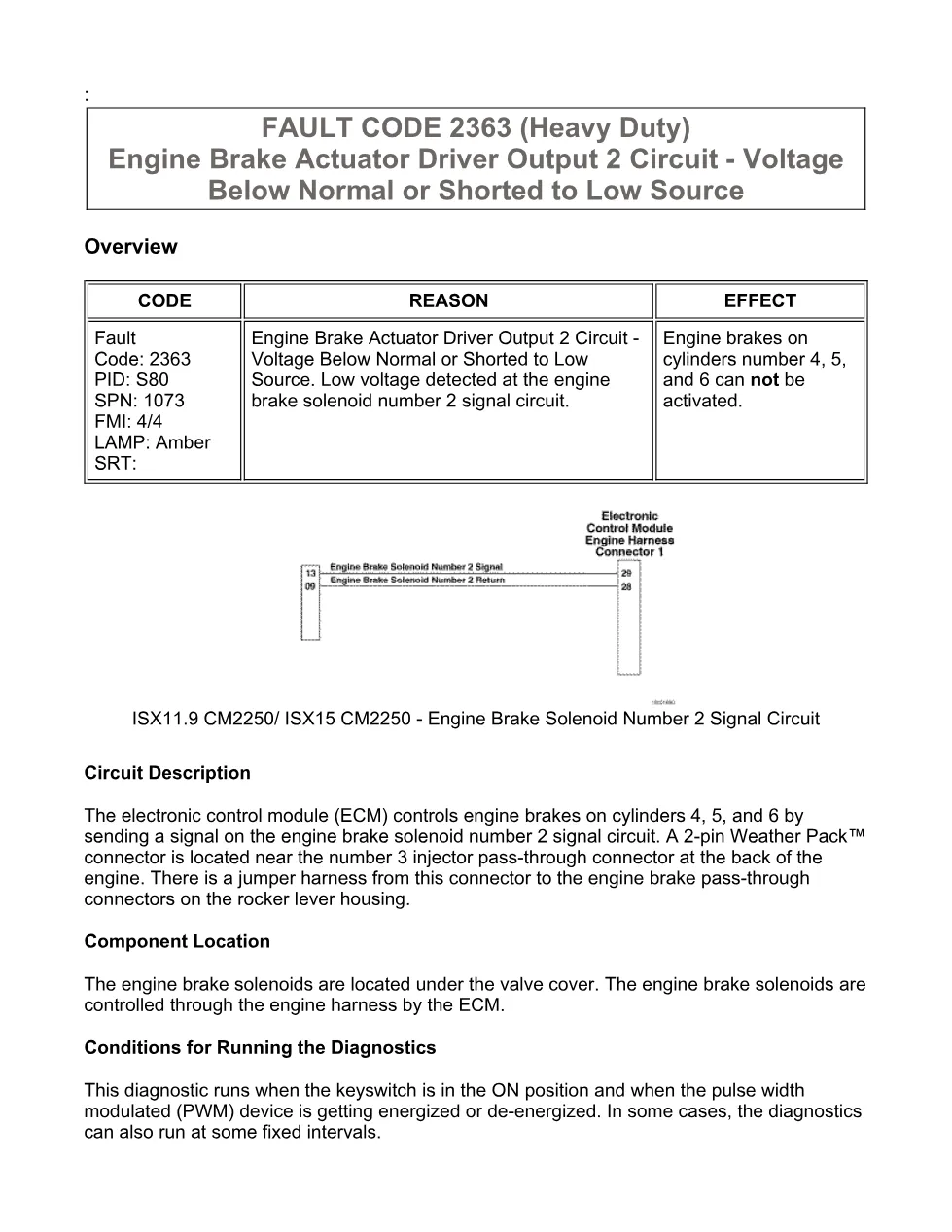 fault code 2363 DTCs troubleshooting manual – SPN 1073 FMI 4/4 - preview page 2 of 6