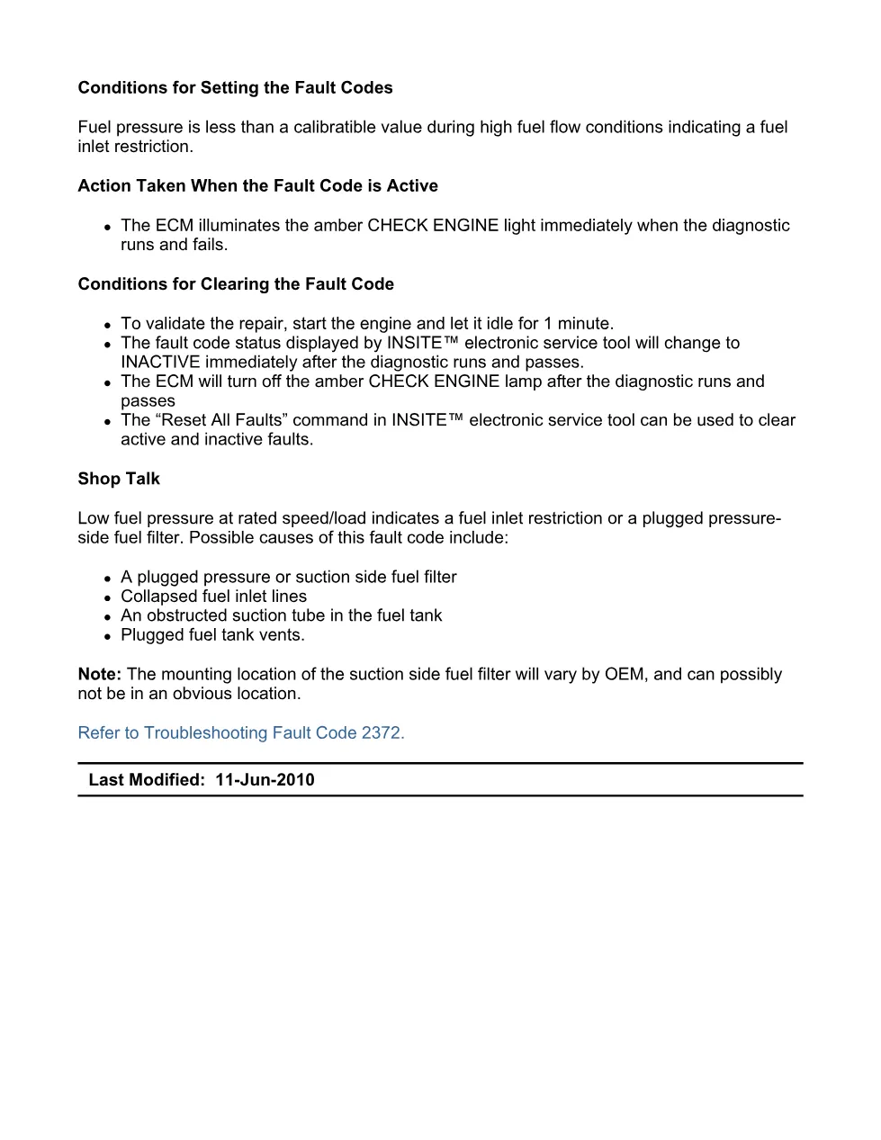 fault code 2372 DTCs troubleshooting manual – SPN 95 FMI 0/16 - preview page 2 of 6