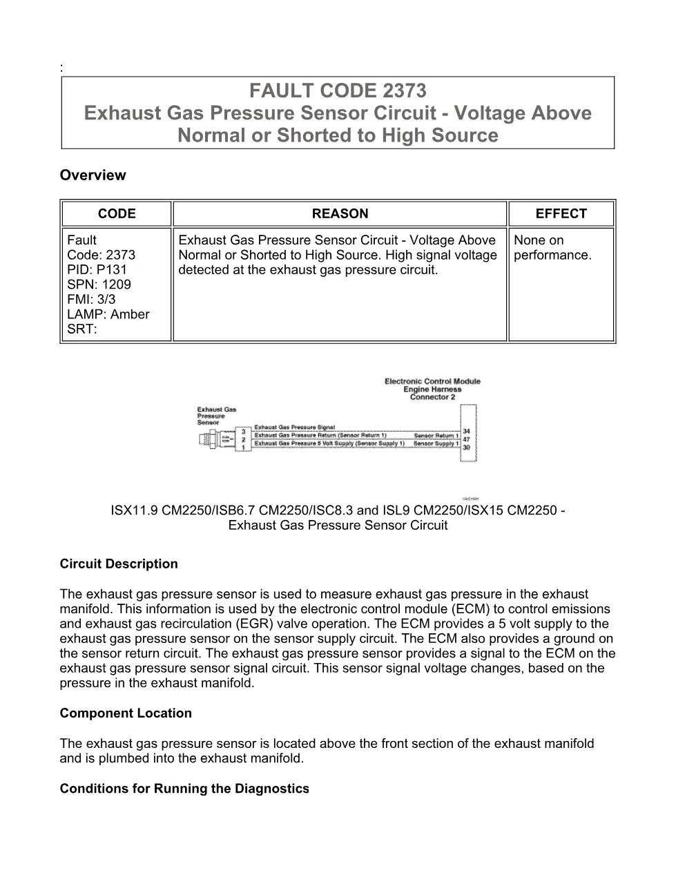fault code 2373 DTCs troubleshooting manual – SPN 1209 FMI 3/3 - preview page 1 of 6