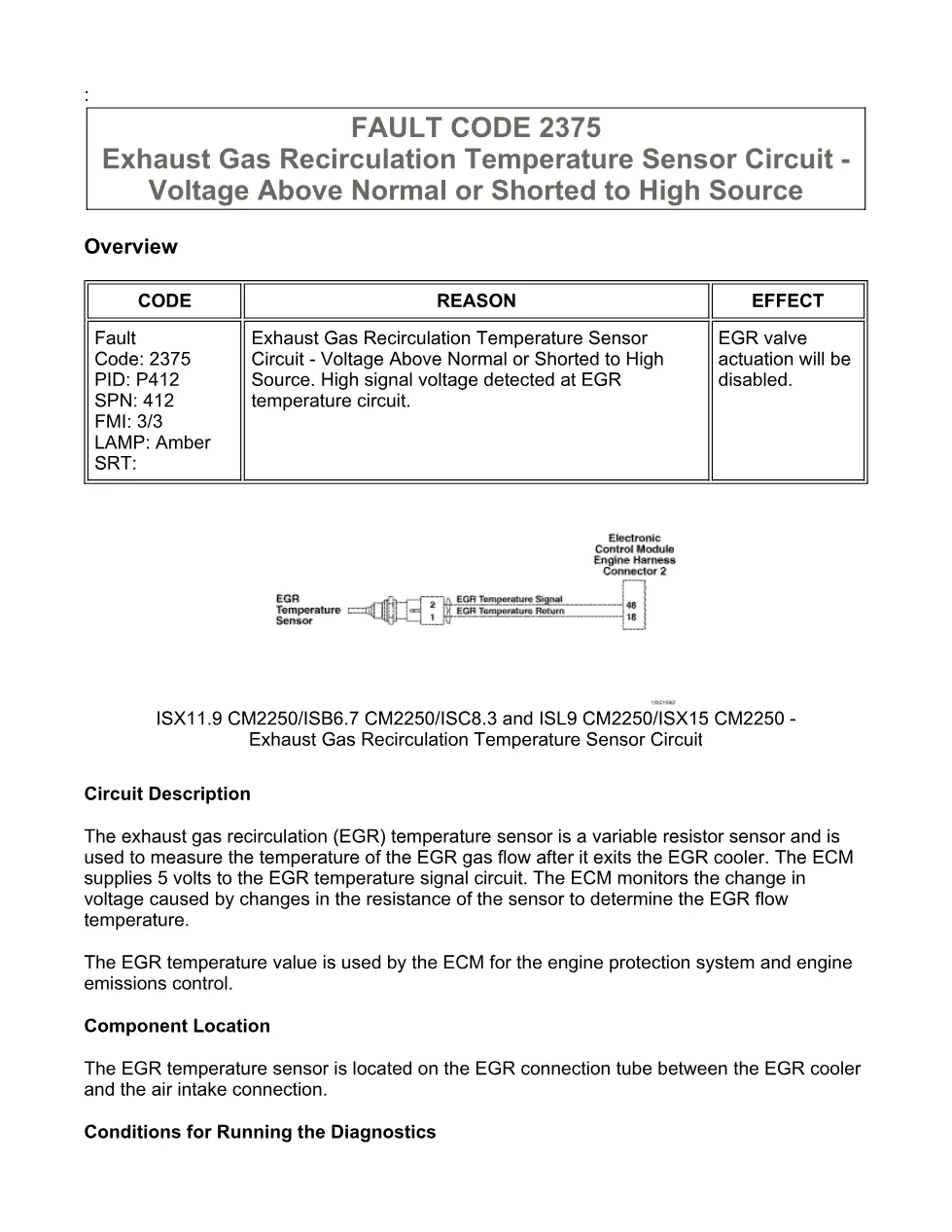 fault code 2375 DTCs troubleshooting manual – SPN 412 FMI 3/3 - preview page 1 of 6