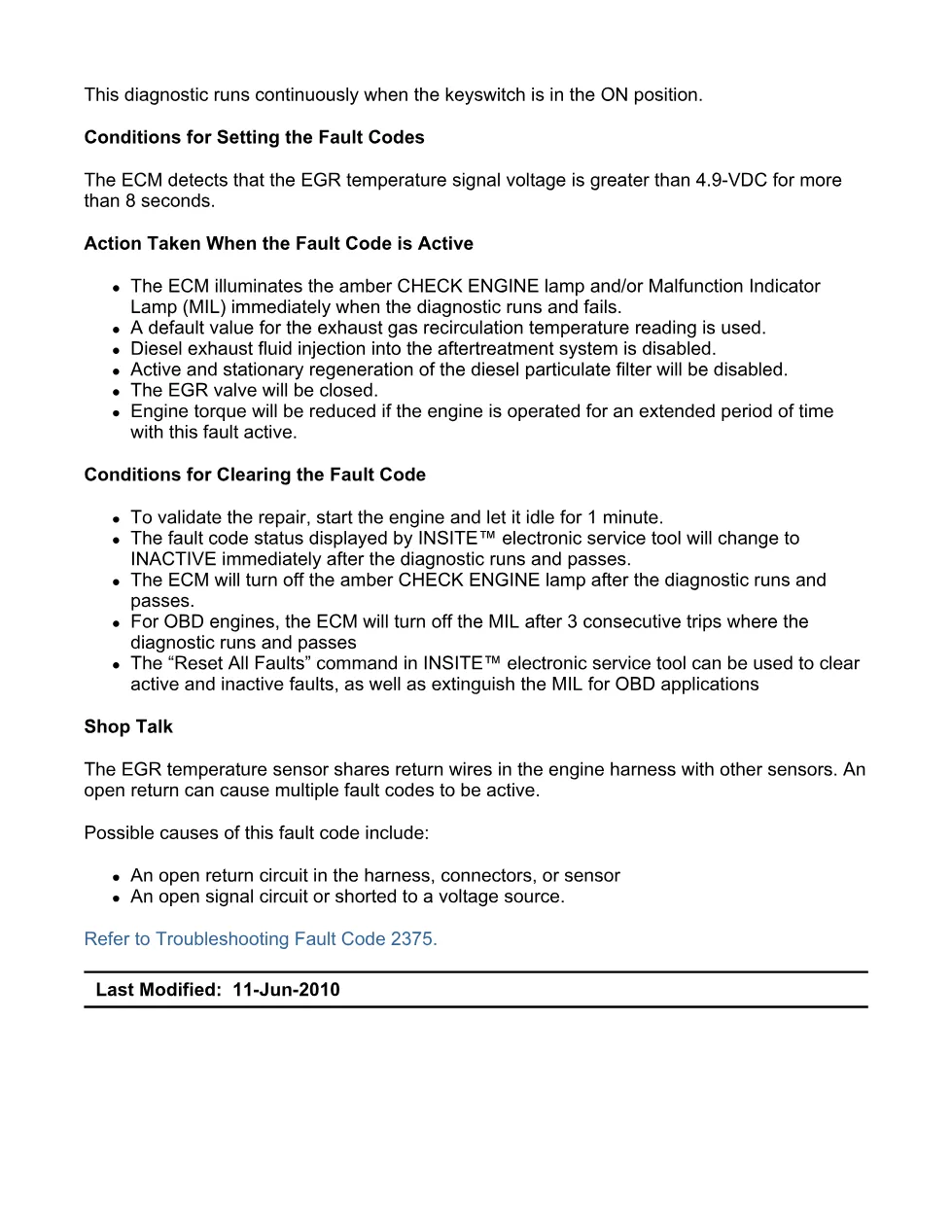 fault code 2375 DTCs troubleshooting manual – SPN 412 FMI 3/3 - preview page 2 of 6