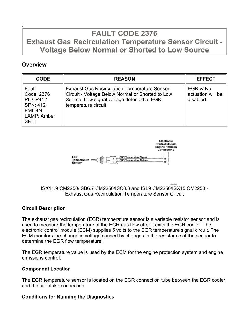 fault code 2376 DTCs troubleshooting manual – SPN 412 FMI 4/4 - preview page 1 of 6