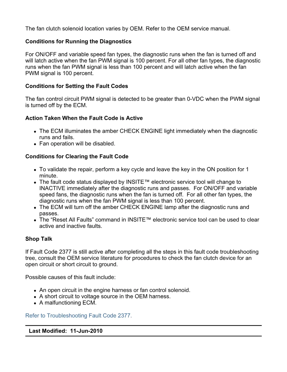 fault code 2377 DTCs troubleshooting manual – SPN 647 FMI 3/3 - preview page 2 of 6