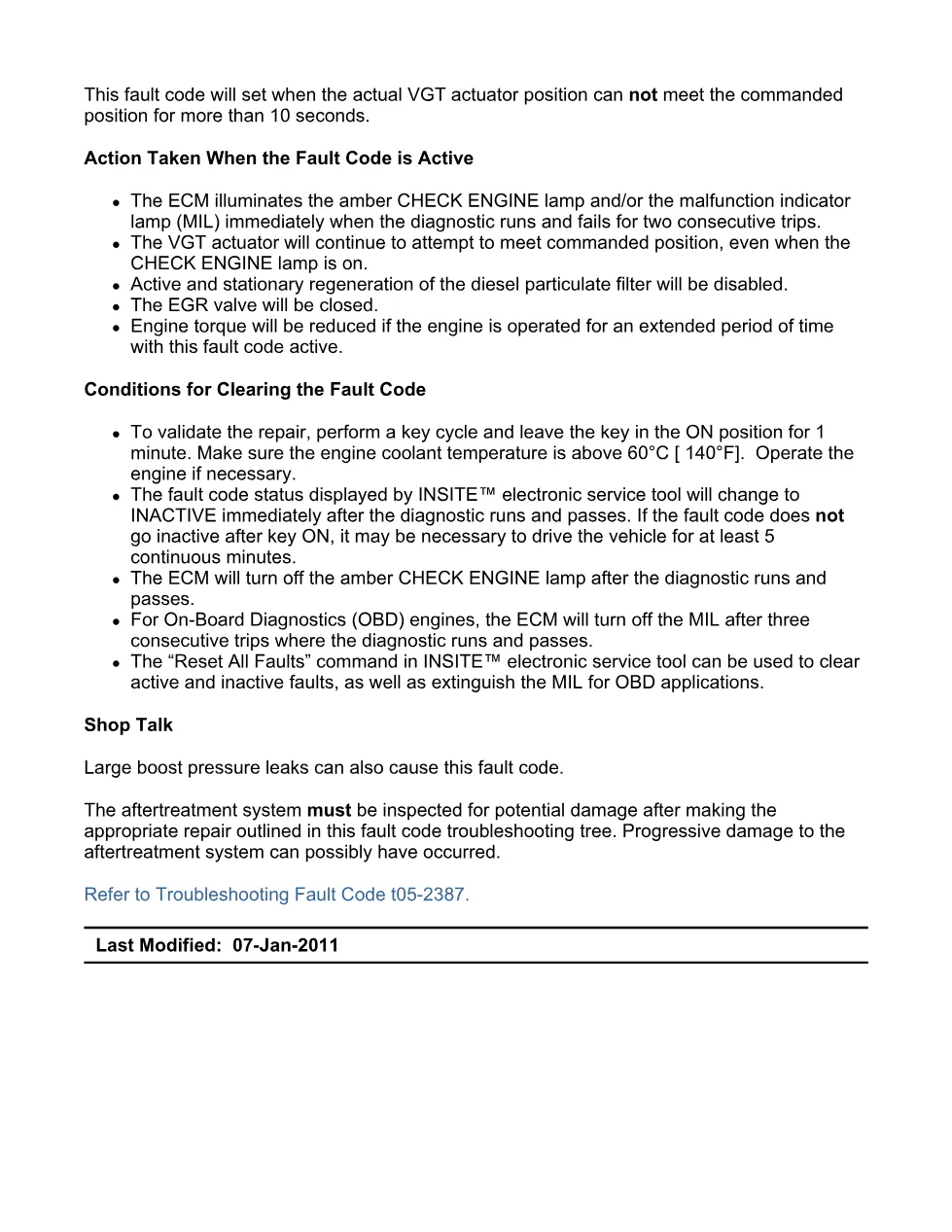 fault code 2387 DTCs troubleshooting manual – SPN 641 FMI 7/7 - preview page 2 of 6