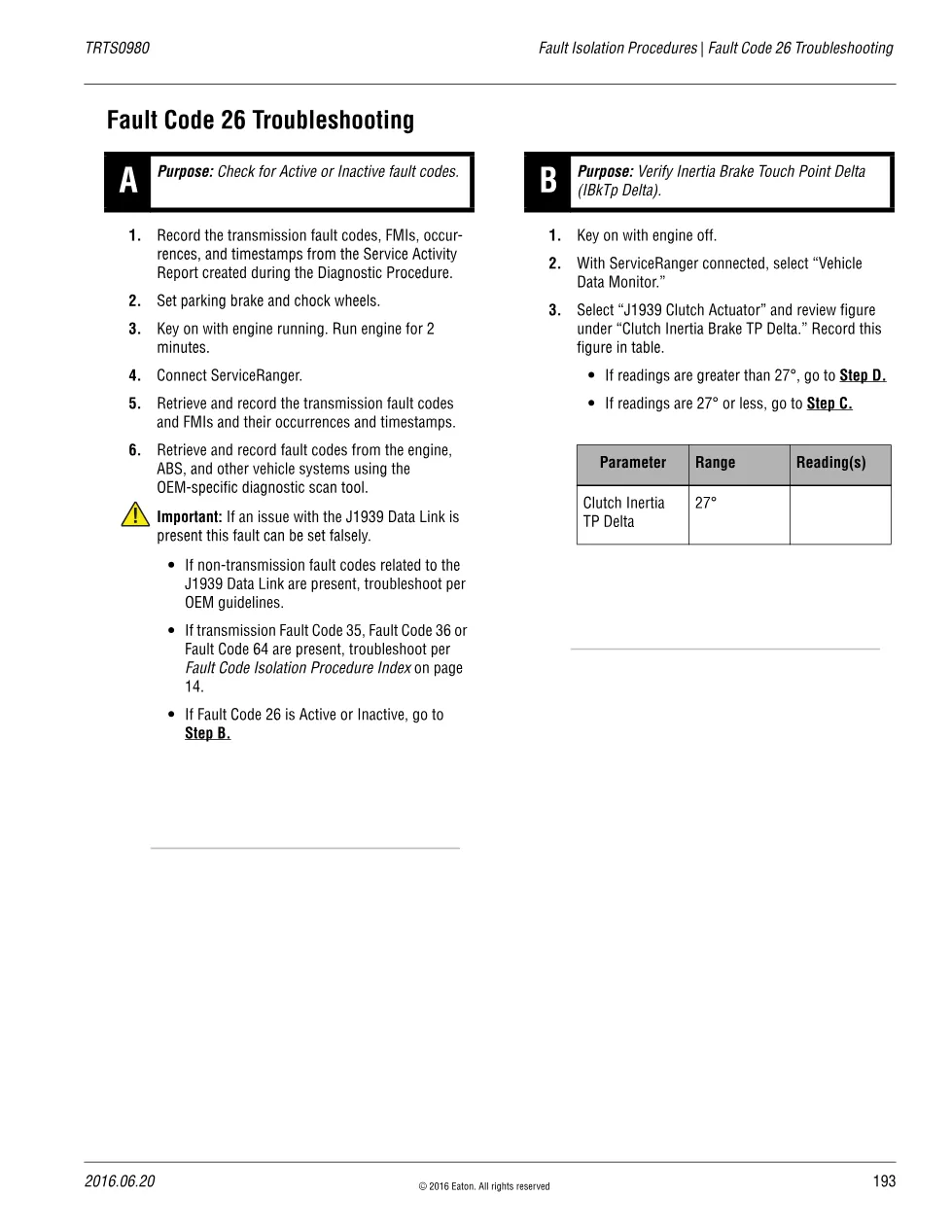 Fault Code 26 DTCs Troubleshooting — Fuller Advantage Clutch - preview page 1 of 3