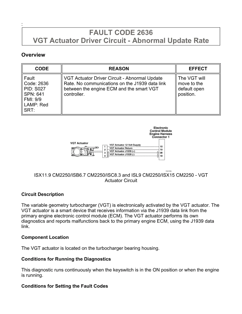 fault code 2636 DTCs — VGT Actuator Driver Circuit, SPN 641 - preview page 1 of 6