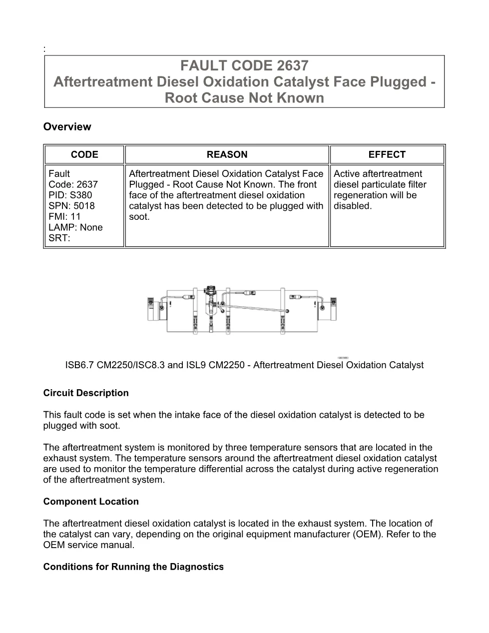 fault code 2637 DTCs — Aftertreatment Diesel Oxidation – Guide - preview page 1 of 6