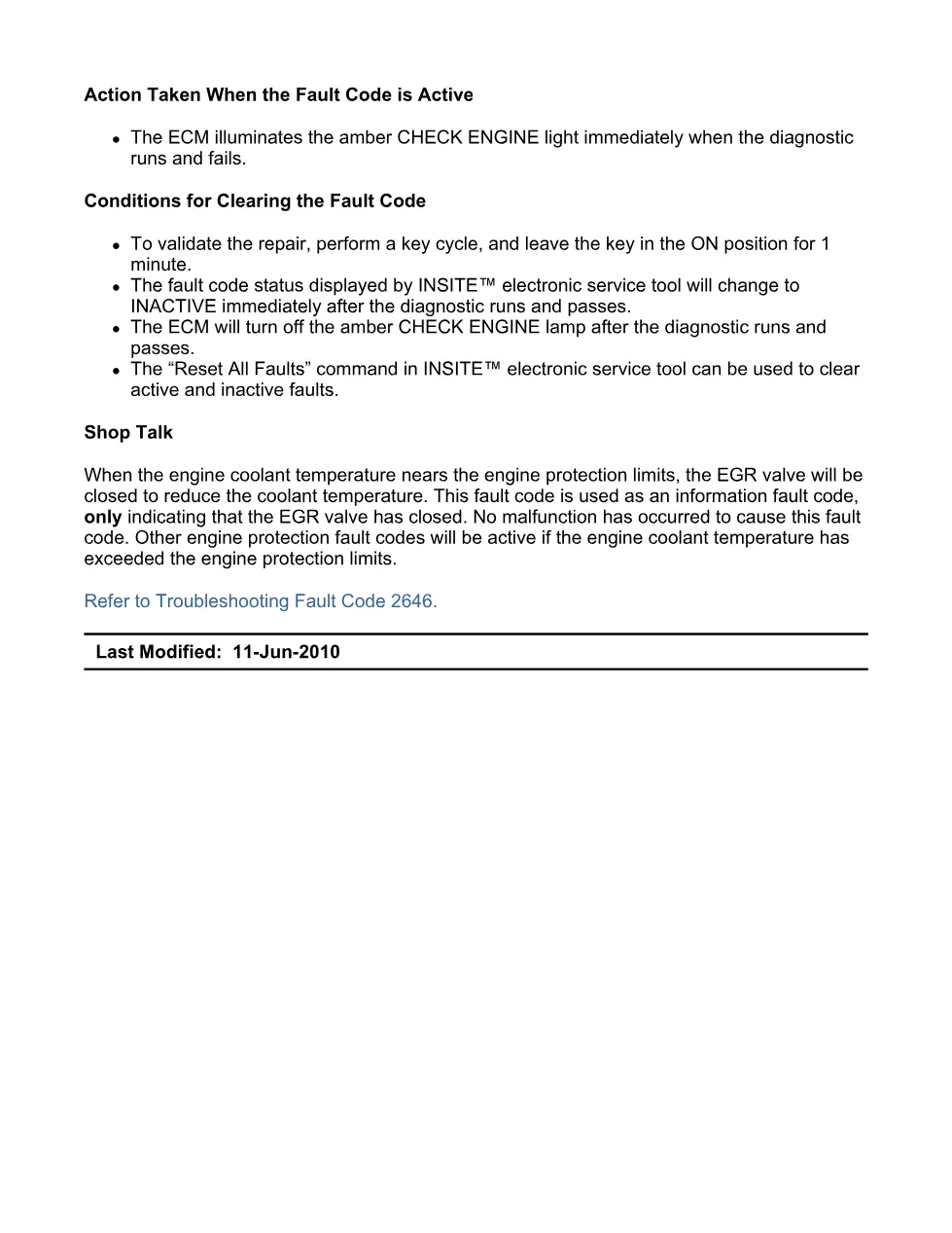 fault code 2646 DTCs — Engine Coolant Temperature, SPN 110 FMI - preview page 2 of 5