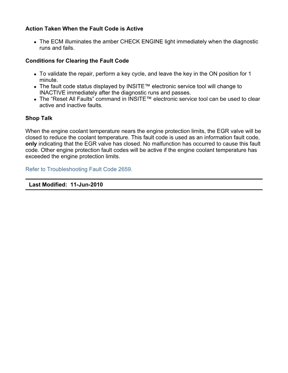 fault code 2659 DTCs — Engine Coolant Temperature, SPN 110 FMI - preview page 2 of 5