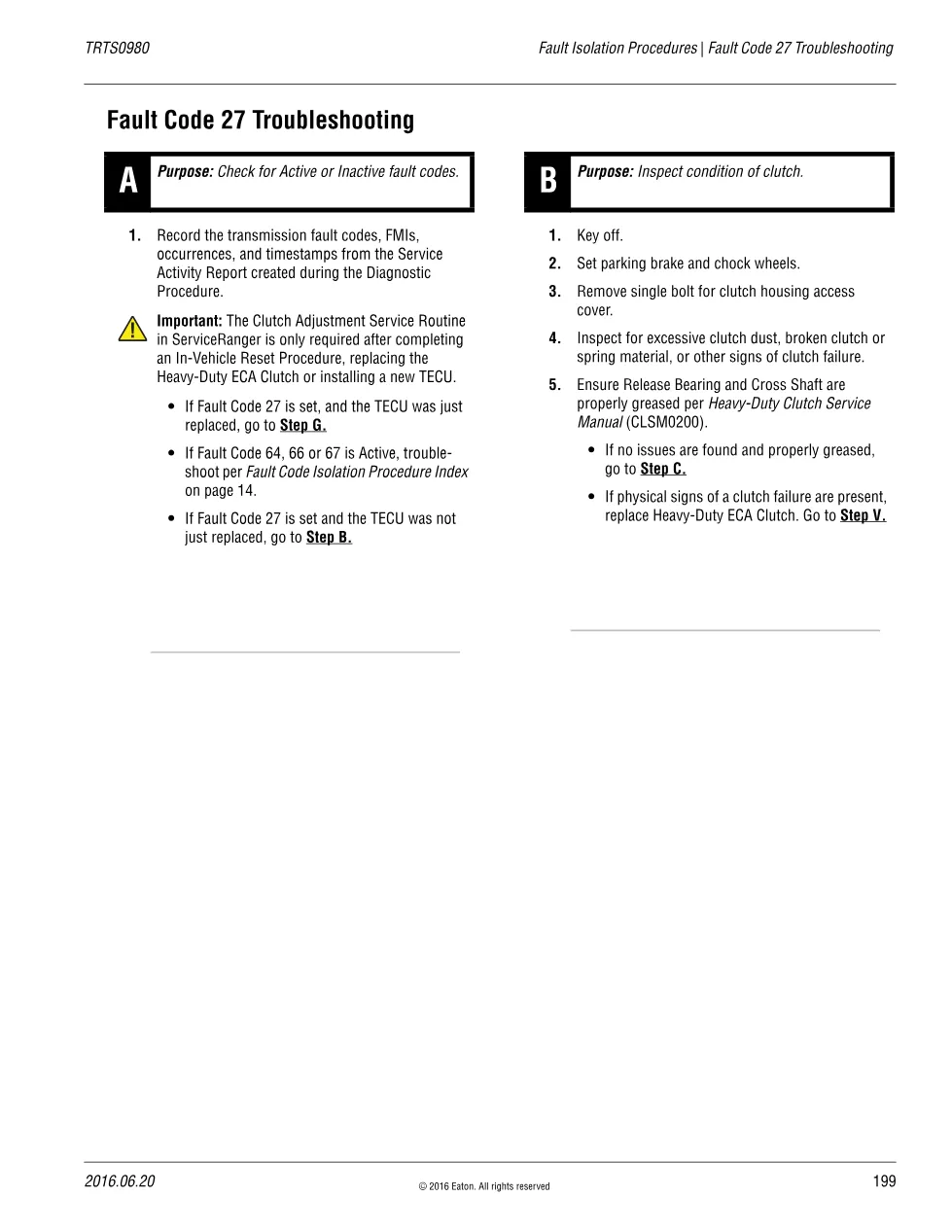 Fault Code 27 Troubleshooting — Eaton Fuller Advantage TRTS0980 - preview page 1 of 4
