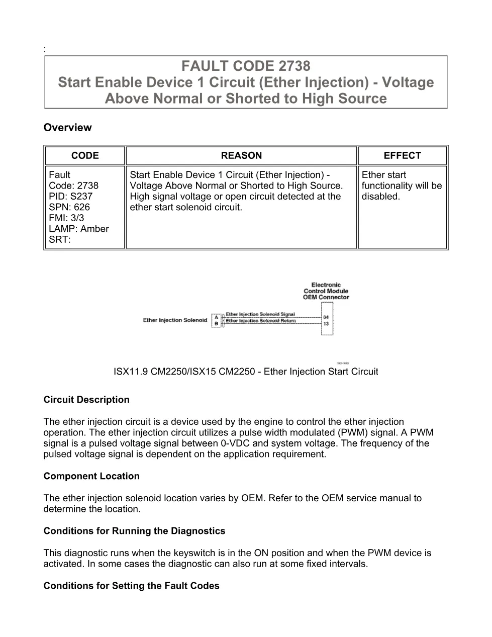 fault code 2738 DTCs — Start Enable Device 1 Circuit (Ether, - preview page 1 of 6