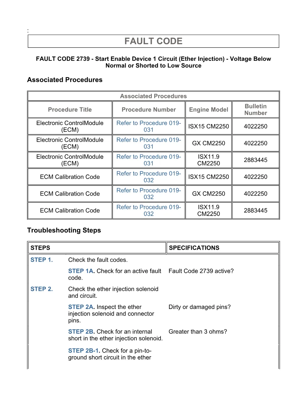 fault code 2739 DTCs — Start Enable Device 1 Circuit (Ether, - page 3 is available after signing in