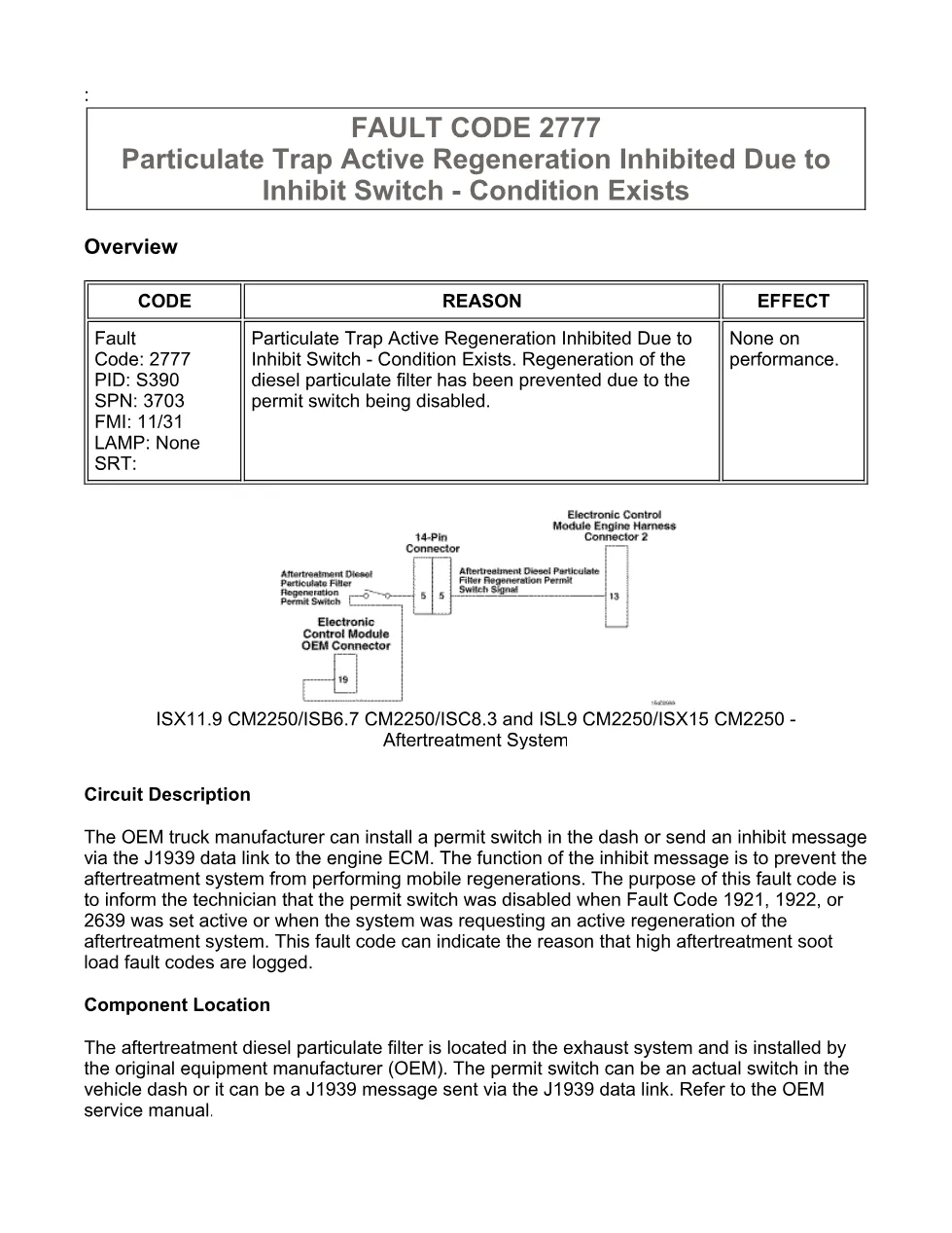 fault code 2777 DTCs — Particulate Trap Active Regeneration, - preview page 1 of 6