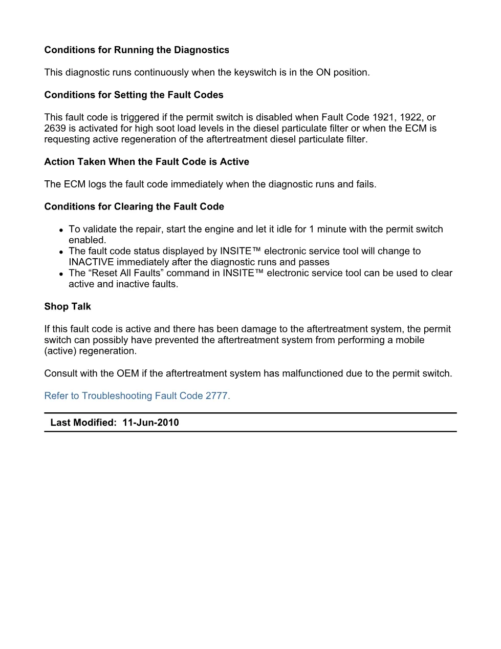 fault code 2777 DTCs — Particulate Trap Active Regeneration, - preview page 2 of 6