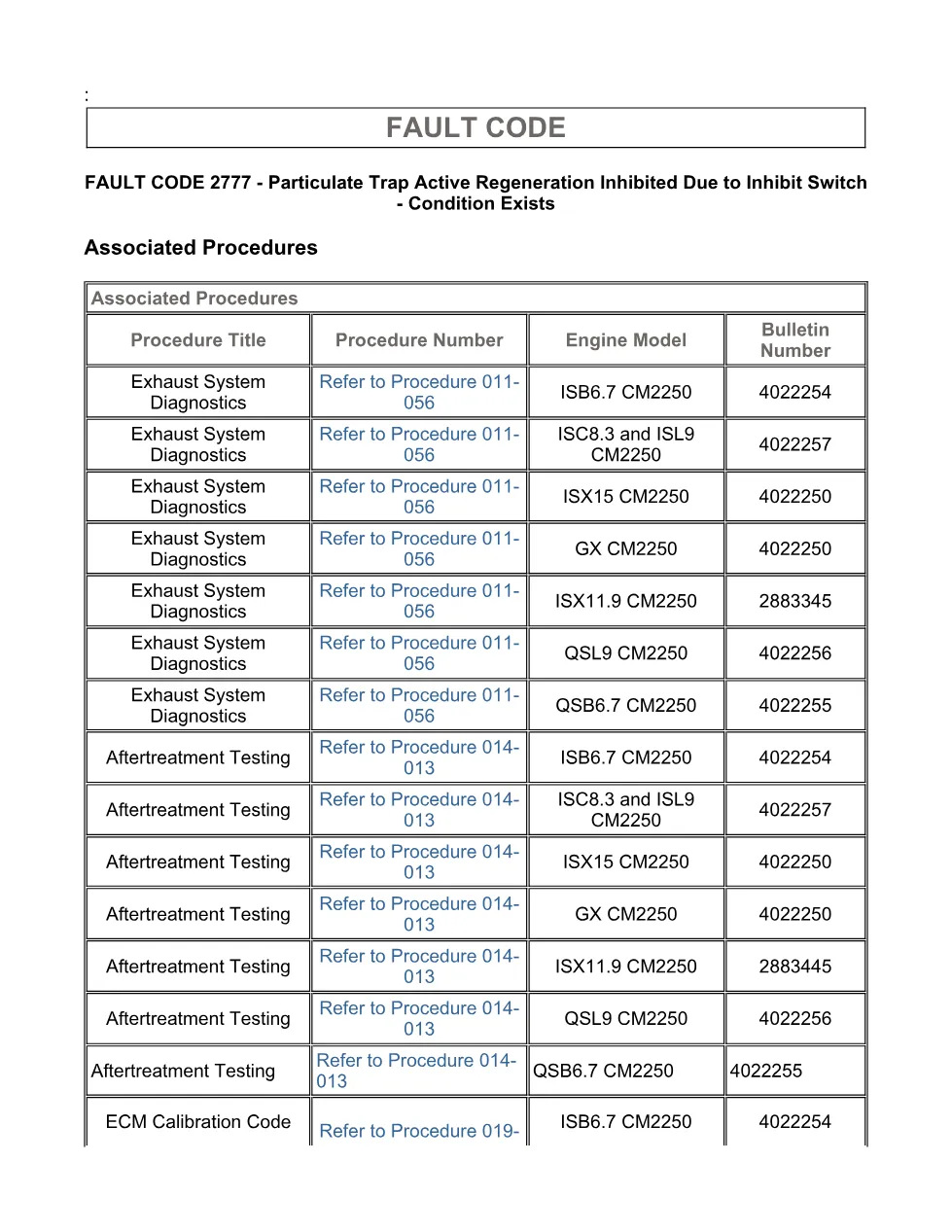 fault code 2777 DTCs — Particulate Trap Active Regeneration, - page 3 is available after signing in