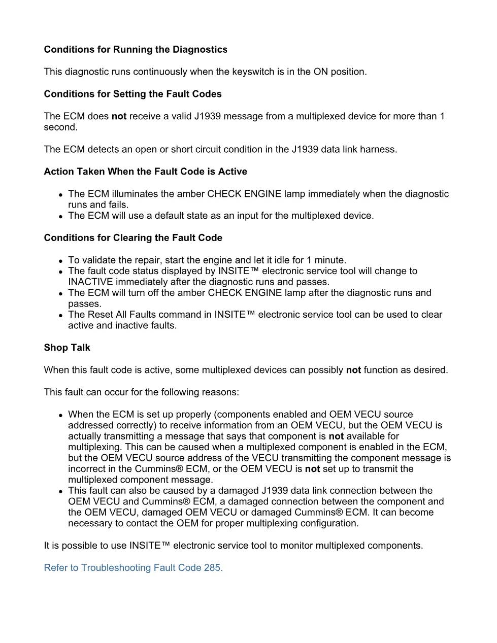 fault code 285 DTCs manual — SAE J1939 Multiplexing PGN – PDF - preview page 2 of 6