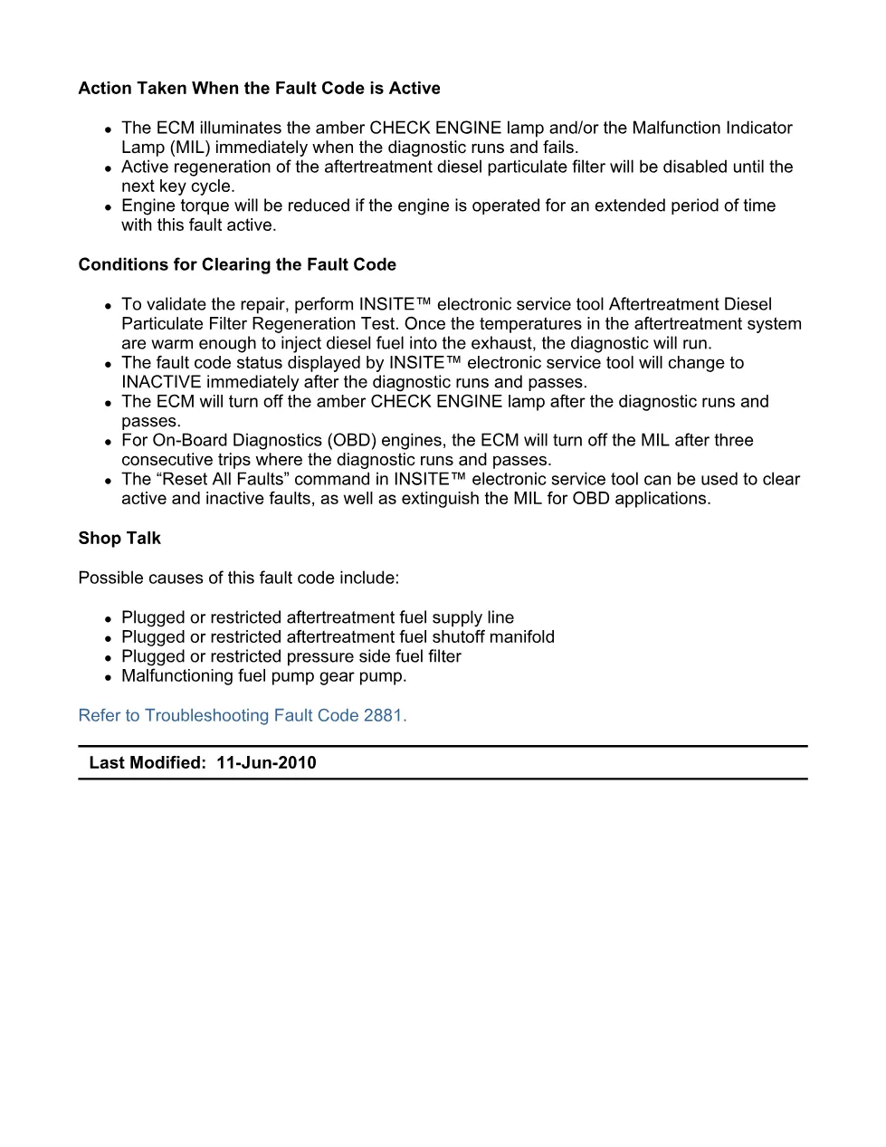 fault code 2881 DTCs — Aftertreatment Fuel Pressure Sensor, - preview page 2 of 6