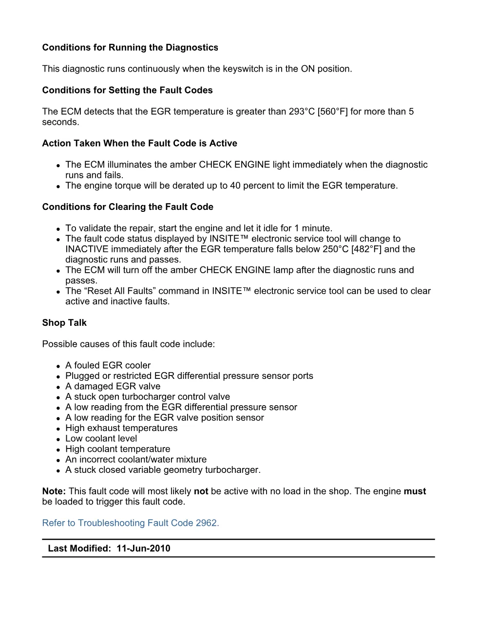 fault code 2962 DTCs — ISX11.9 CM2250 Exhaust Gas – Official - preview page 2 of 6