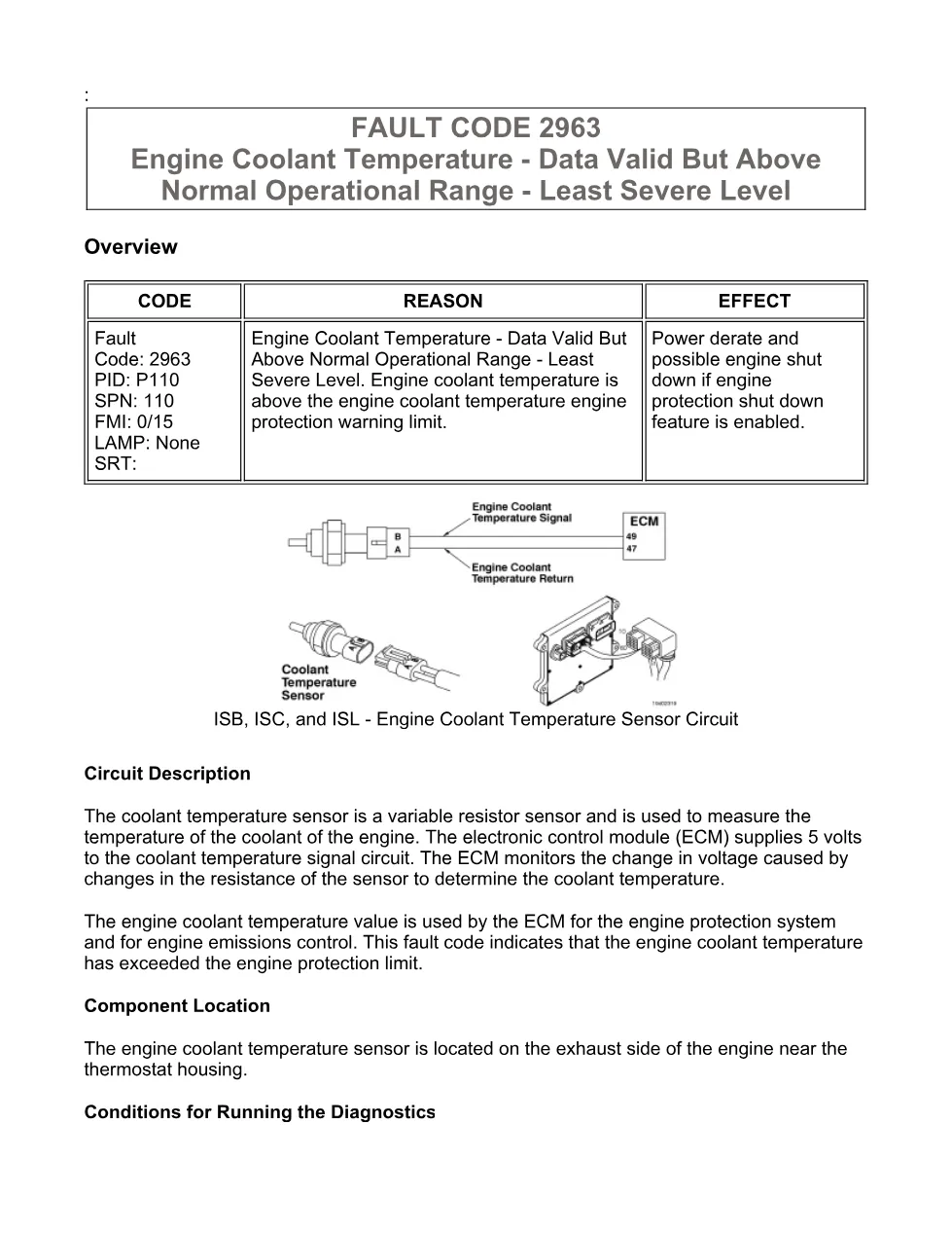 fault code 2963 DTCs Diagnostic Procedure — ISB6.7 CM2150 - preview page 1 of 3