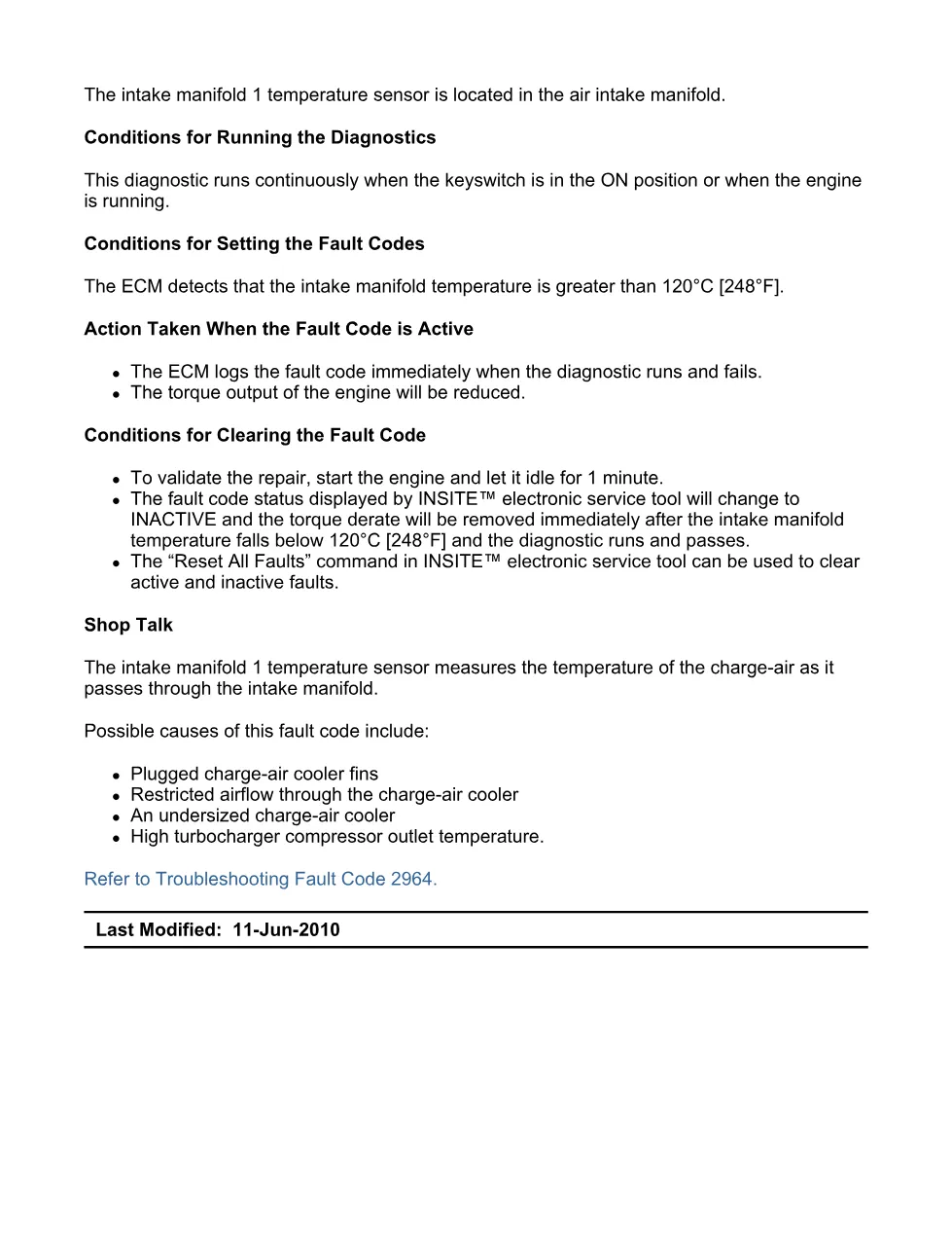 fault code 2964 DTCs — Intake Manifold 1 Temperature, SPN 105 - preview page 2 of 6