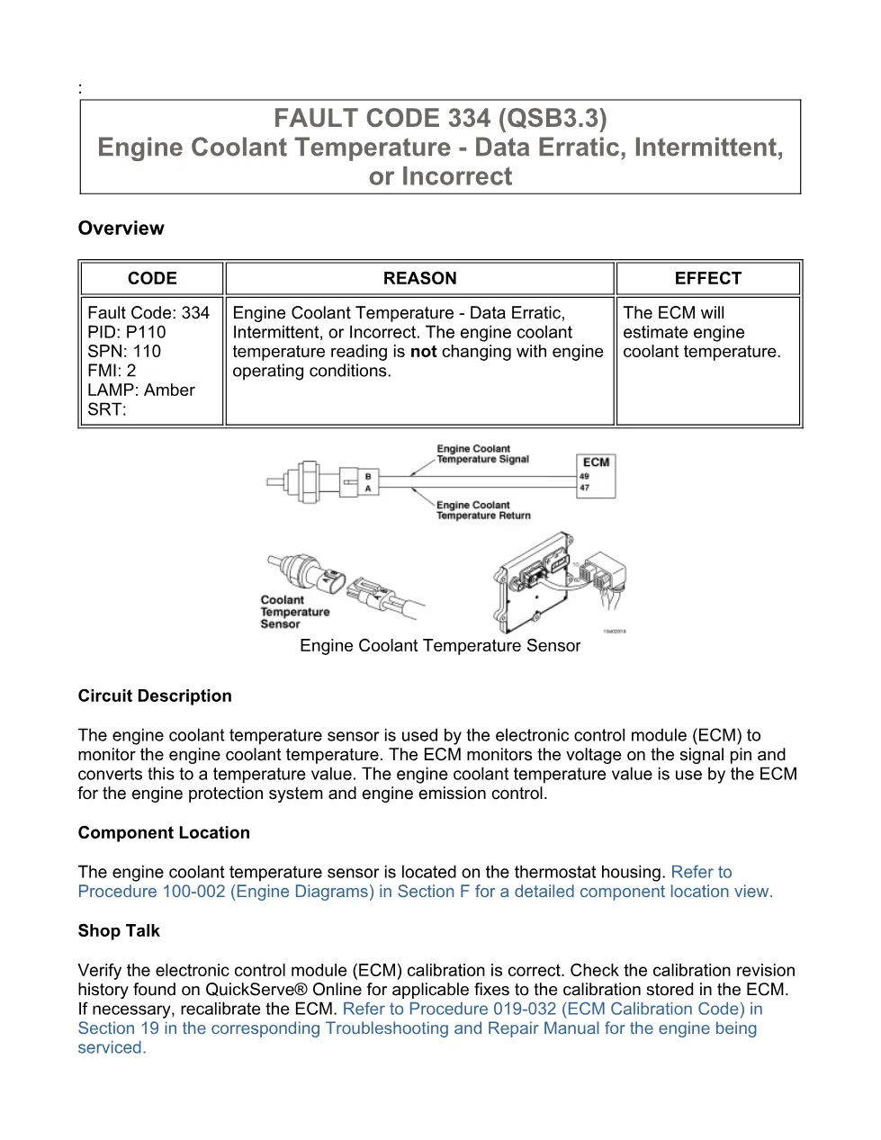 fault code 334 DTCs — Troubleshooting Procedure — Code – Guide - preview page 1 of 3