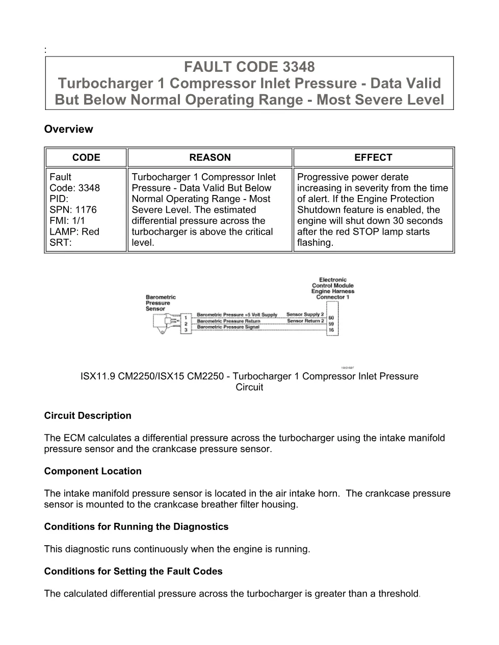 fault code 3348 DTCs — SPN 1176 FMI 1/1 troubleshooting manual - preview page 1 of 6