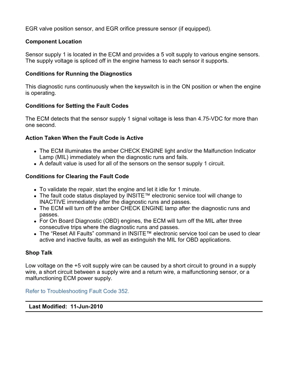 fault code 352 DTCs sensor supply 1 circuit troubleshooting - preview page 2 of 6