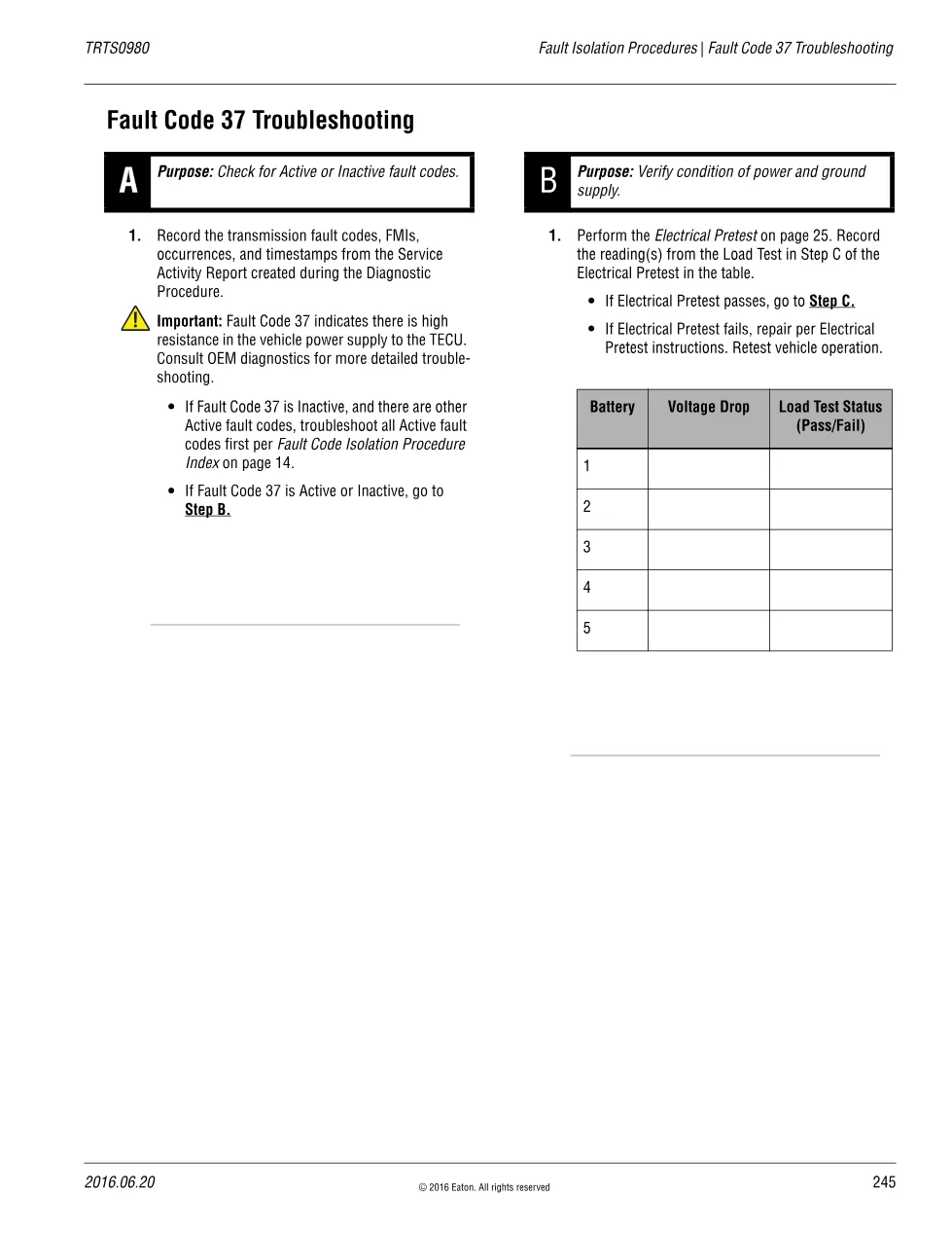 Fault Code 37 Troubleshooting — Eaton Fuller Advantage Power - preview page 1 of 4