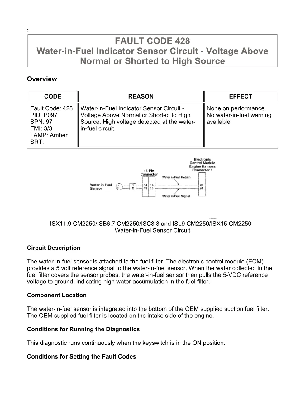 fault code 428 DTCs water-in-fuel indicator sensor circuit - preview page 1 of 6