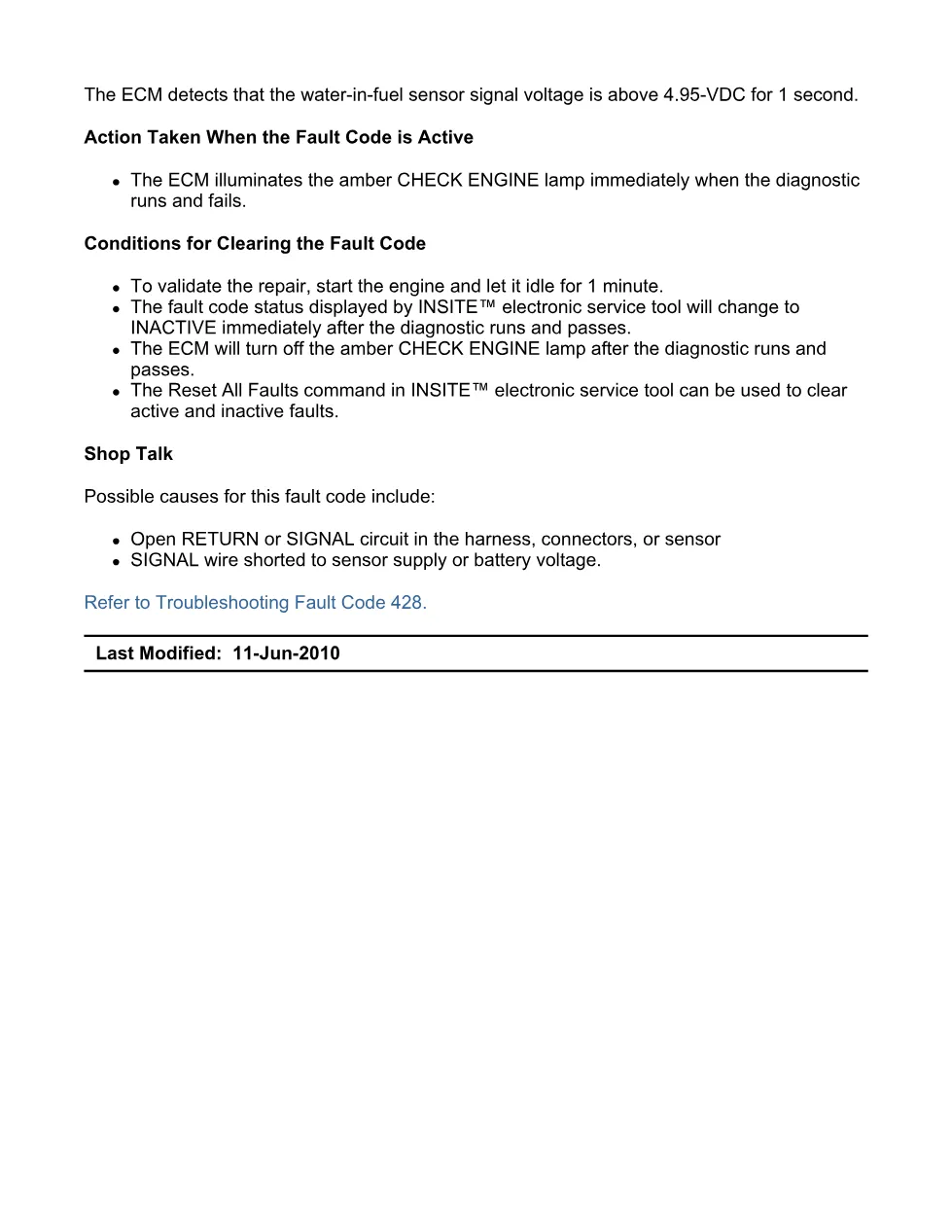 fault code 428 DTCs water-in-fuel indicator sensor circuit - preview page 2 of 6