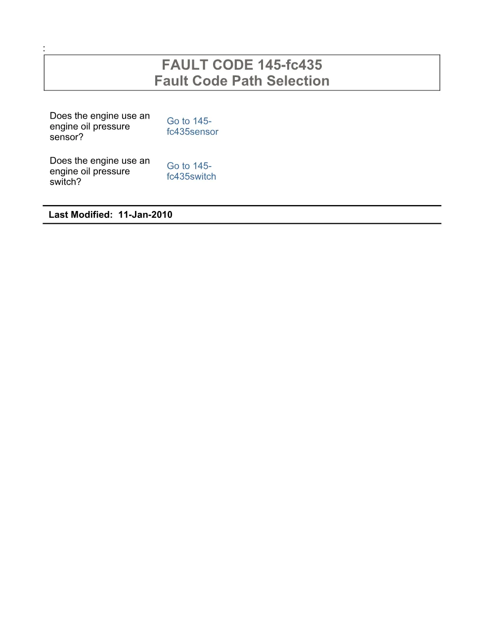 fault code 435 DTCs engine oil rifle pressure sensor circuit - preview page 1 of 6