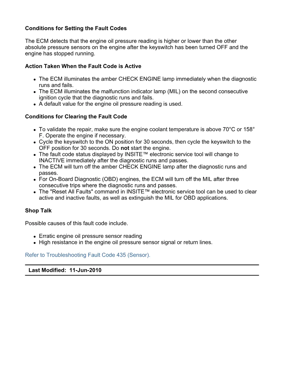 fault code 435 DTCs engine oil rifle pressure sensor circuit - page 3 is available after signing in