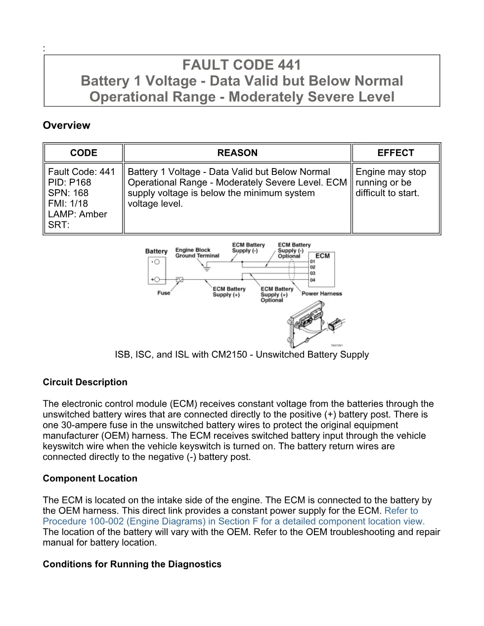Fault Code 441 DTCs Troubleshooting Manual — Code 441.pdf - preview page 1 of 3