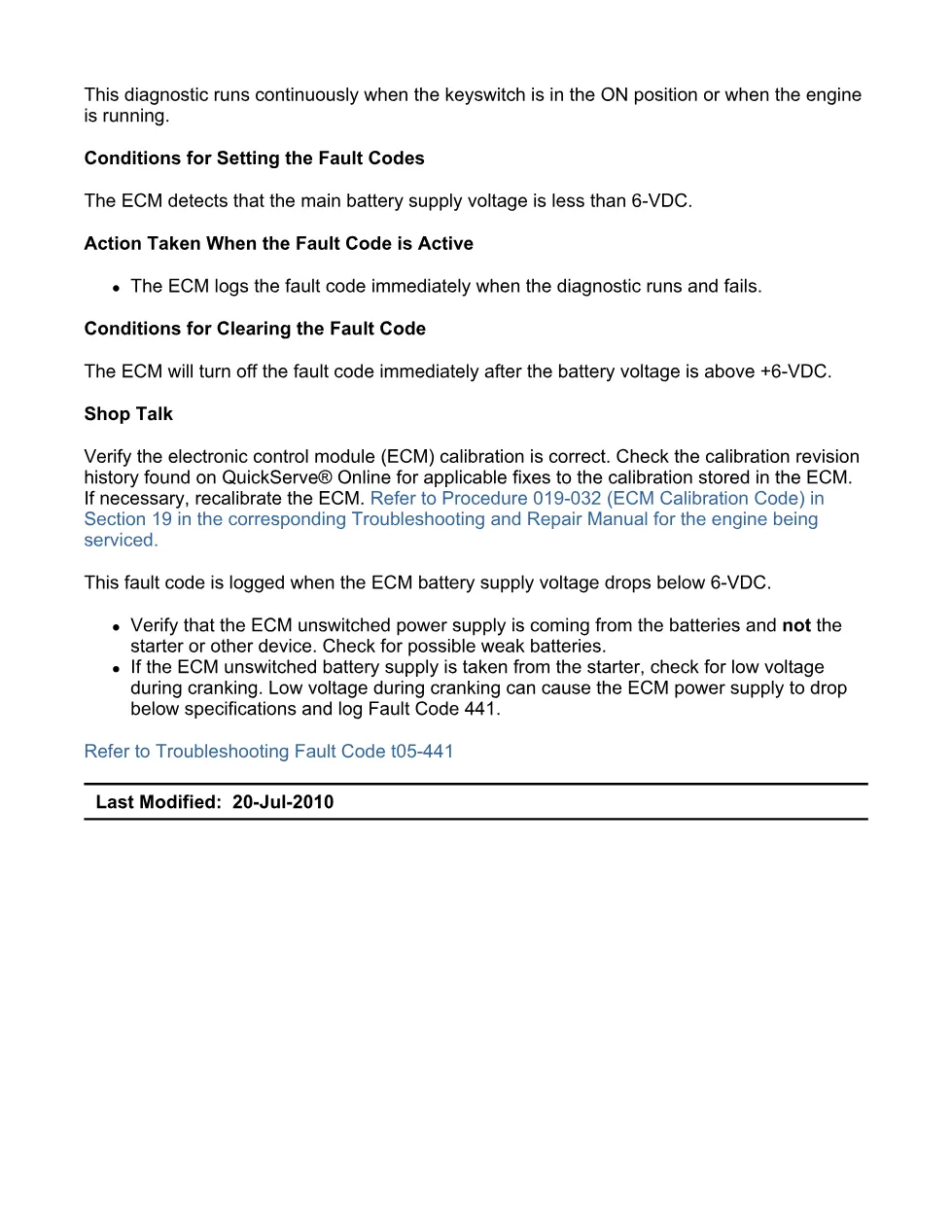 Fault Code 441 DTCs Troubleshooting Manual — Code 441.pdf - preview page 2 of 3