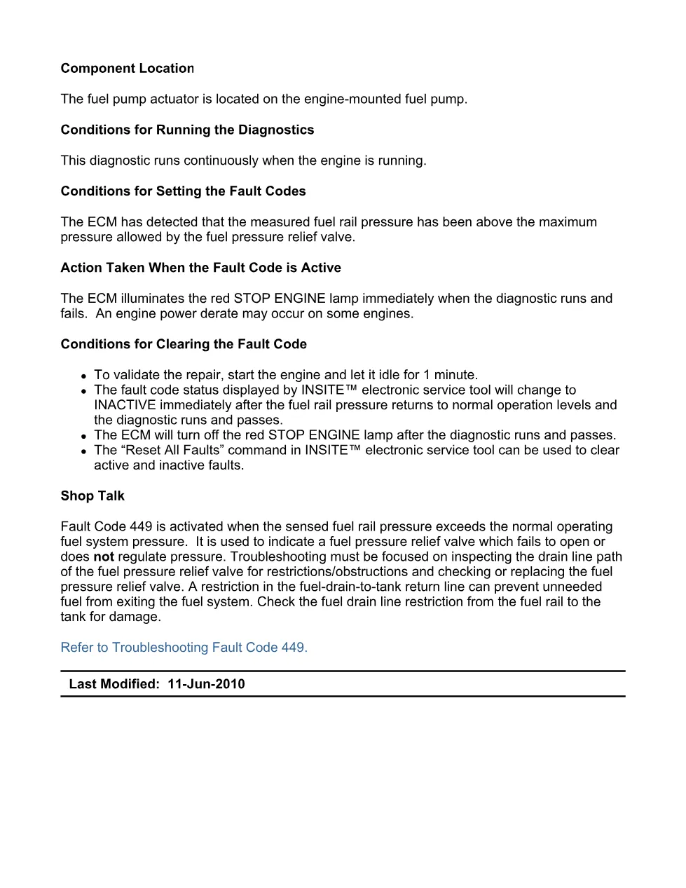 fault code 449 DTCs — Rail 1 Pressure High, Severe — ISX11.9 - page 2 is available after signing in