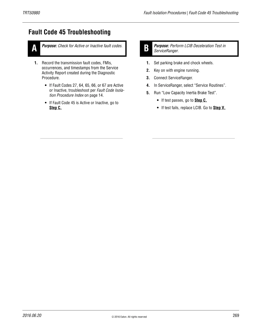 Fault Code 45 Troubleshooting — Eaton Fuller Advantage LCIB - preview page 1 of 2