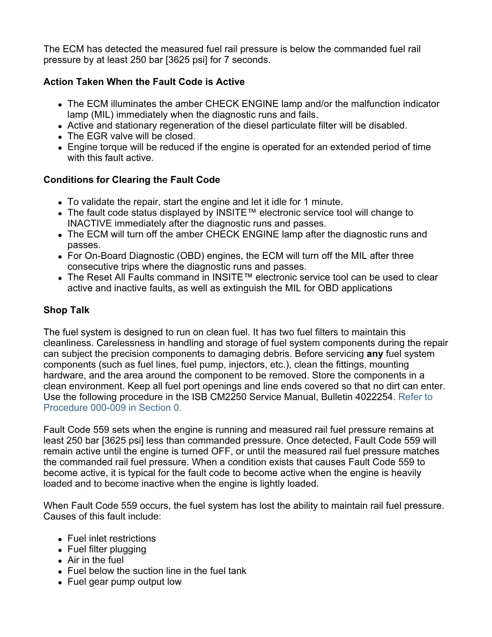 fault code 559 DTCs — Rail 1 Pressure Low — ISX11.9 CM2250 - page 3 is available after signing in