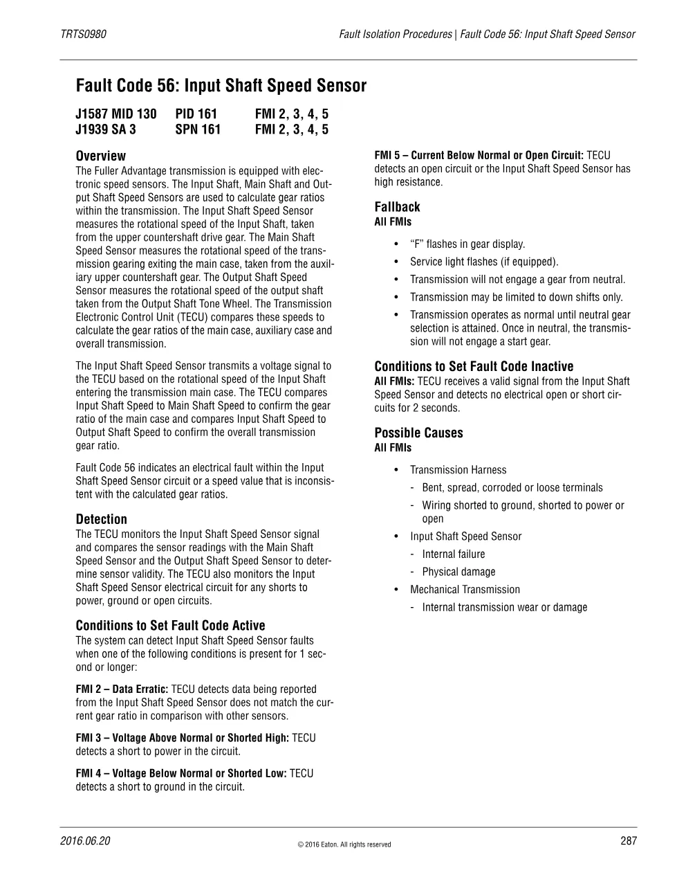 Fault Code 56 explained – Eaton Fuller Advantage, TRTS0980 PDF (3 - preview page 1 of 3