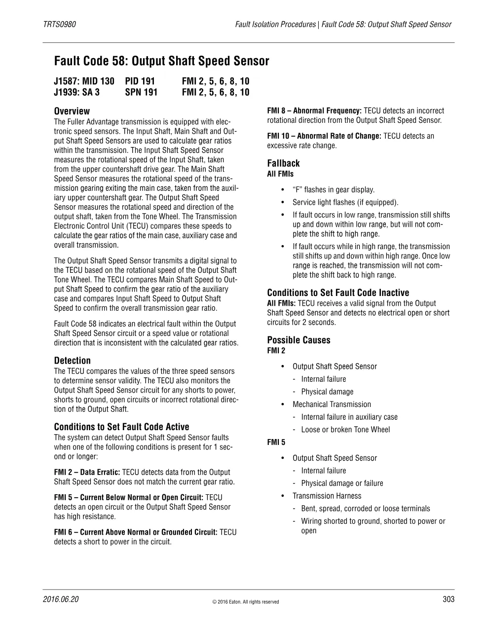 Fault Code 58 explained – Eaton Fuller Advantage, TRTS0980 PDF (4 - preview page 1 of 4