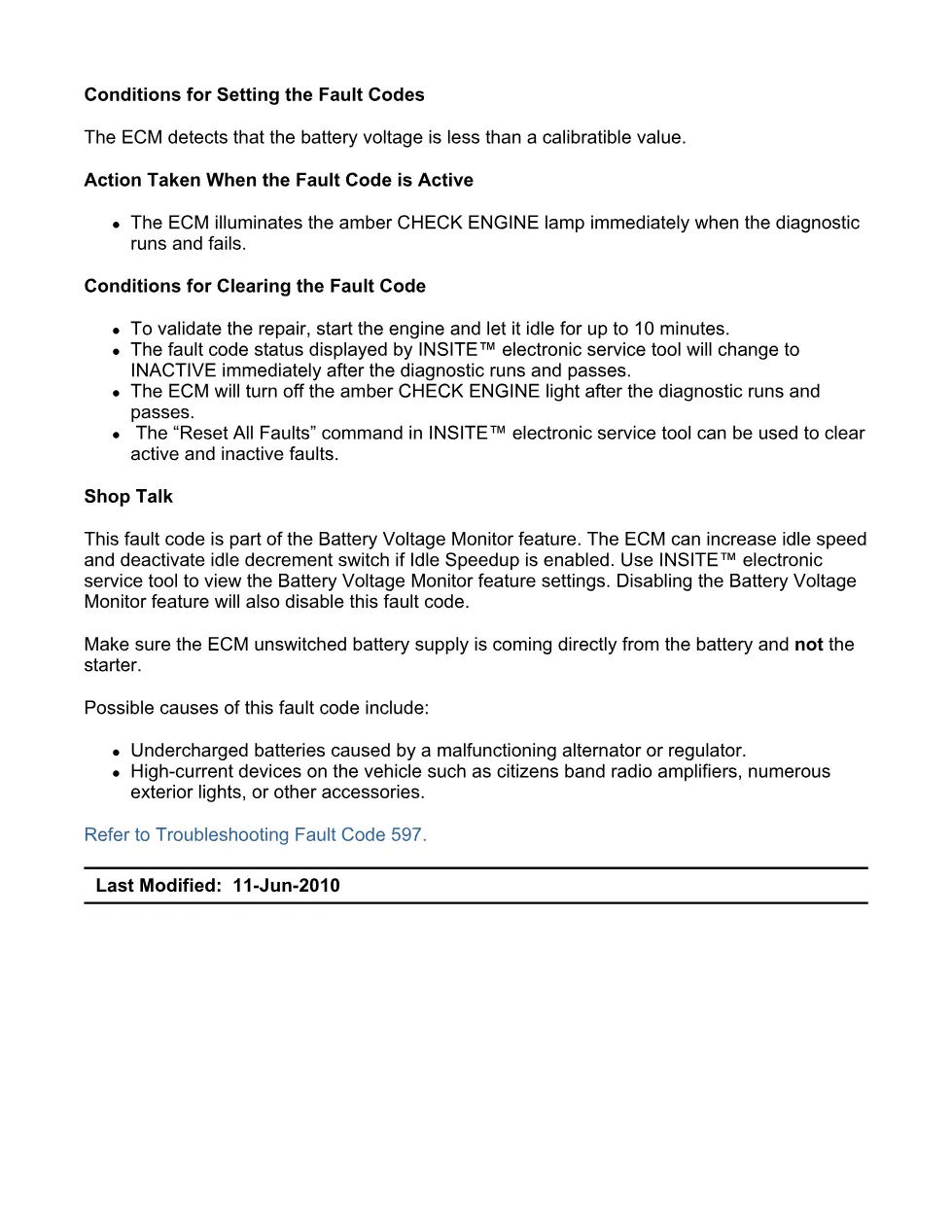 fault code 597 DTCs — Charging System Voltage Low — ISX11.9 - preview page 2 of 6