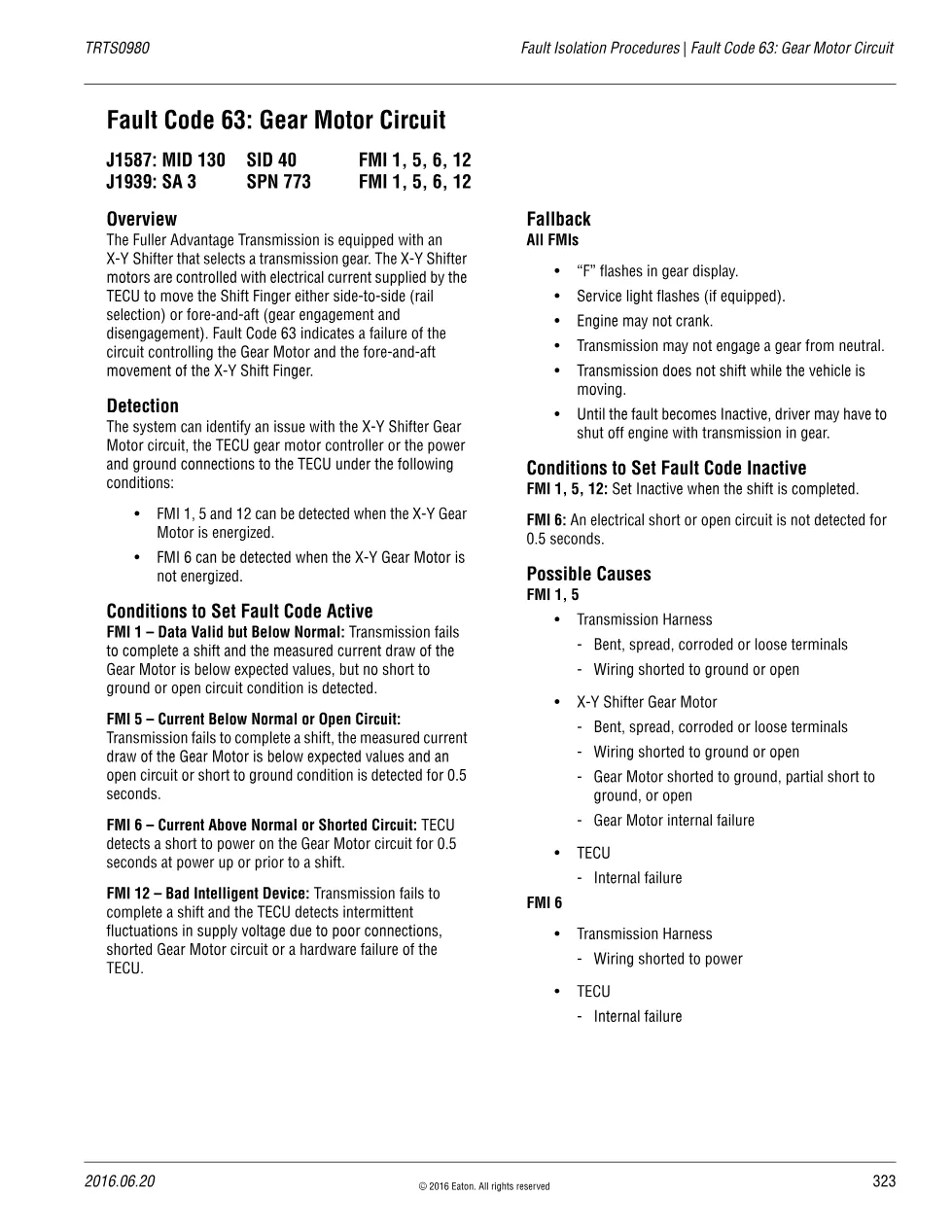 Fault Code 63 explained – Eaton Fuller Advantage, TRTS0980 PDF (4 - preview page 1 of 4