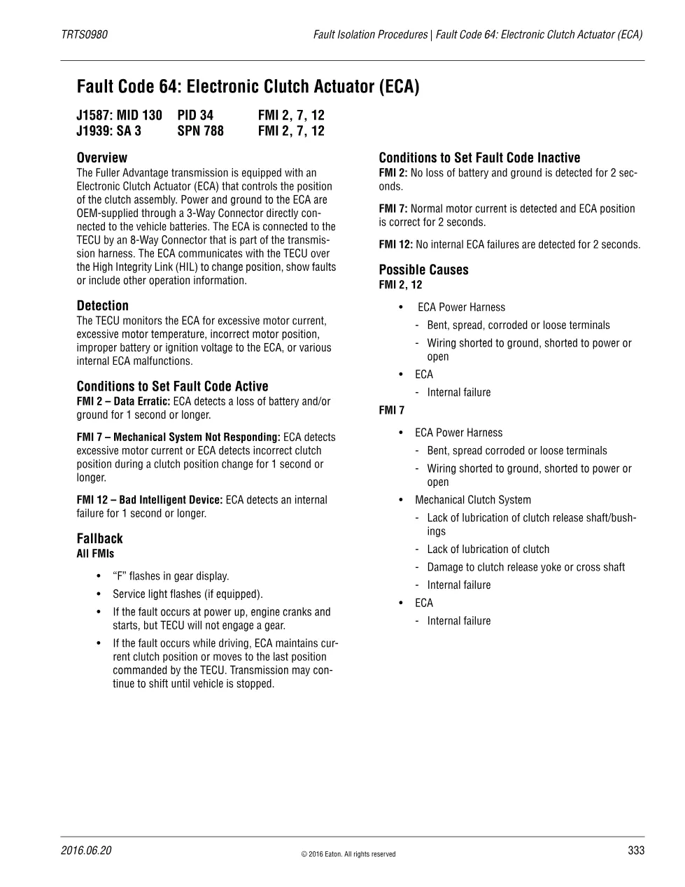Fault Code 64 explained – Eaton Fuller Advantage, TRTS0980 PDF (3 - preview page 1 of 3