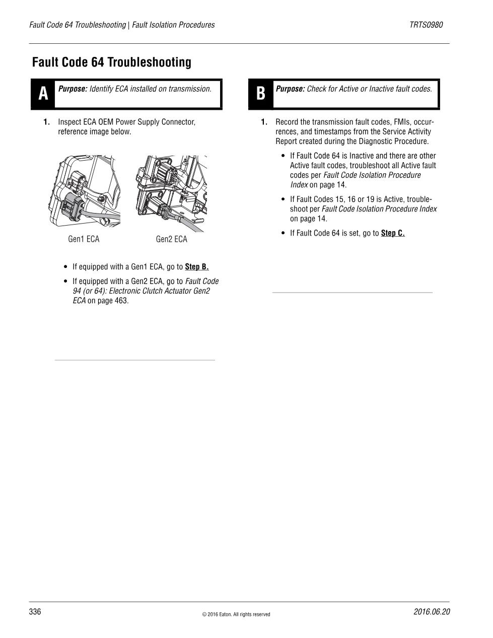 Fault Code 64 Troubleshooting — Eaton Fuller Advantage ECA Clutch - preview page 1 of 6